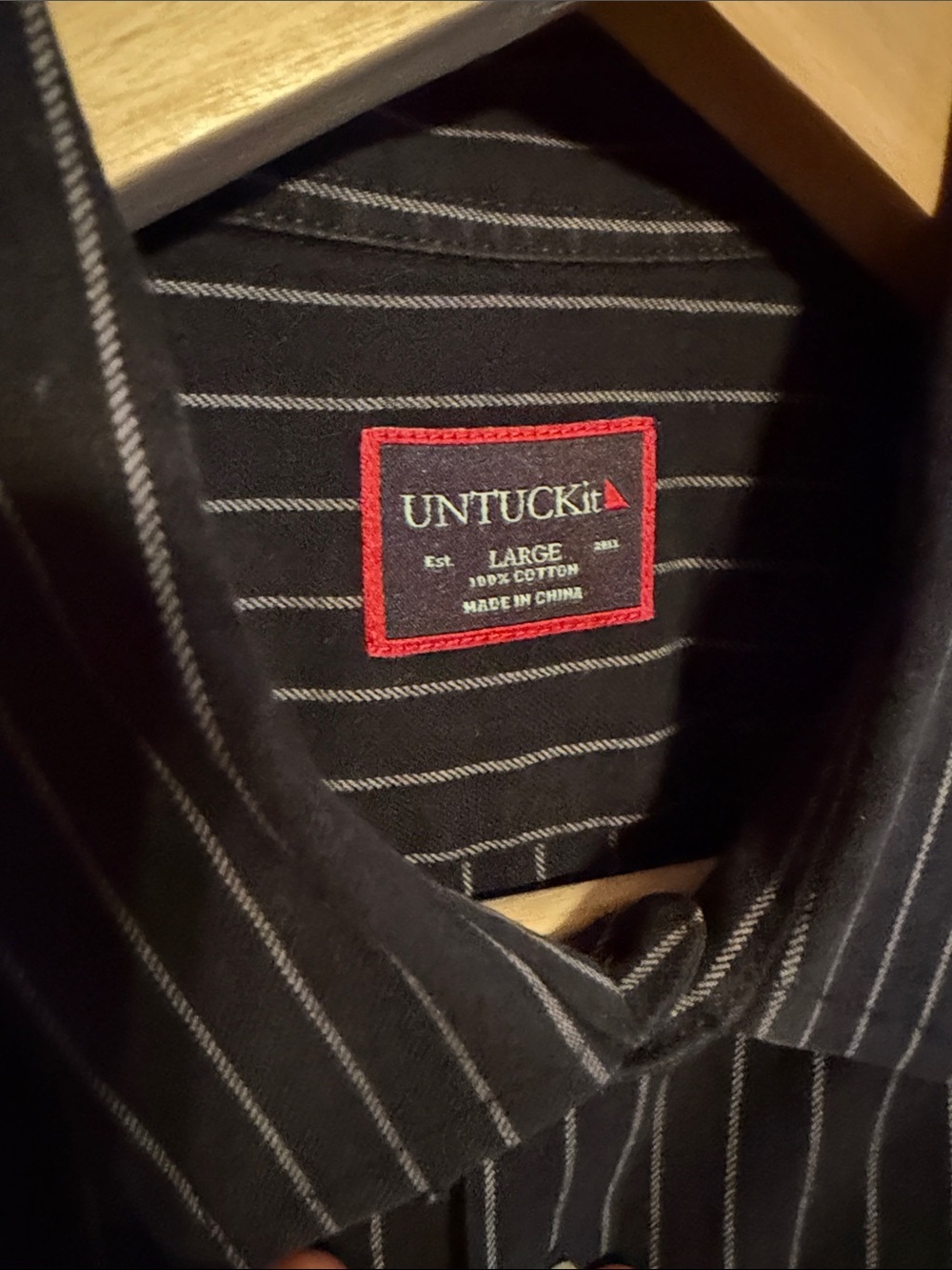 UNTUCKit Men's Black Shirt with White Pinstripes - Picture 2 of 10
